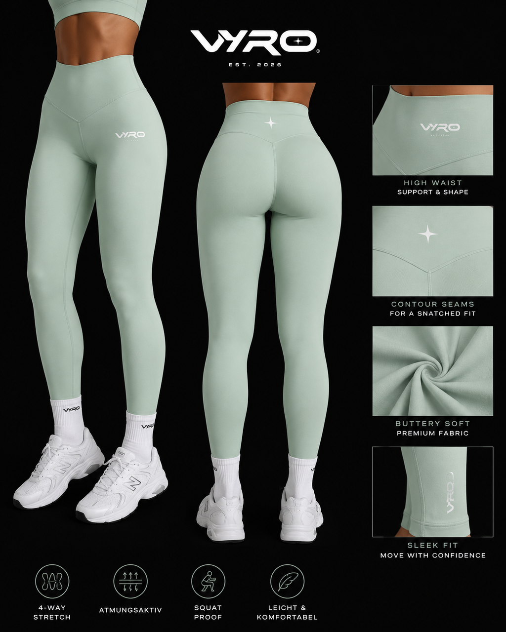 Sculpt Leggings – Pink & Mint